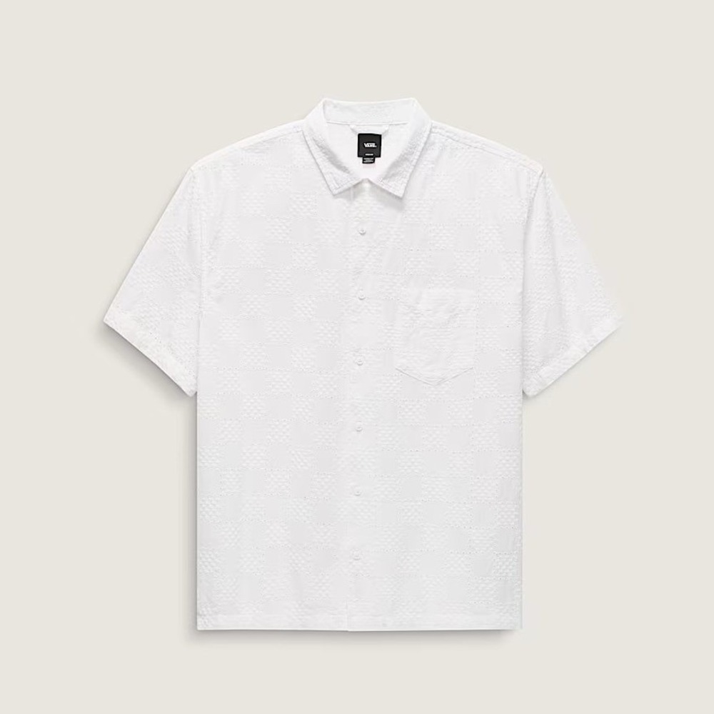 Vans Mens Wayside Eyelet Button Down Shirt White Checkerboard Size XL NEW